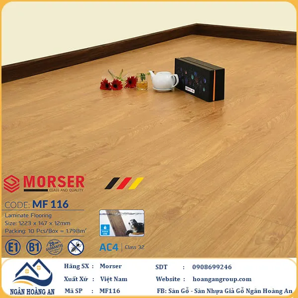 Sàn Gỗ Công Nghiệp Morser Cốt Trắng 12mm MF 116