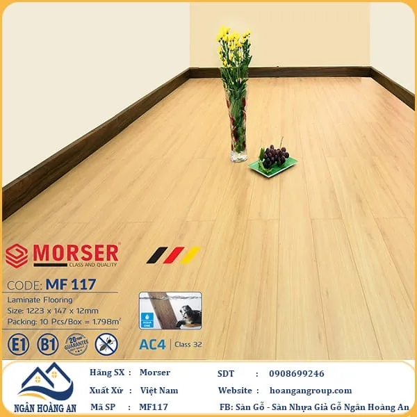 Sàn Gỗ Công Nghiệp Morser Cốt Trắng 12mm MF 117