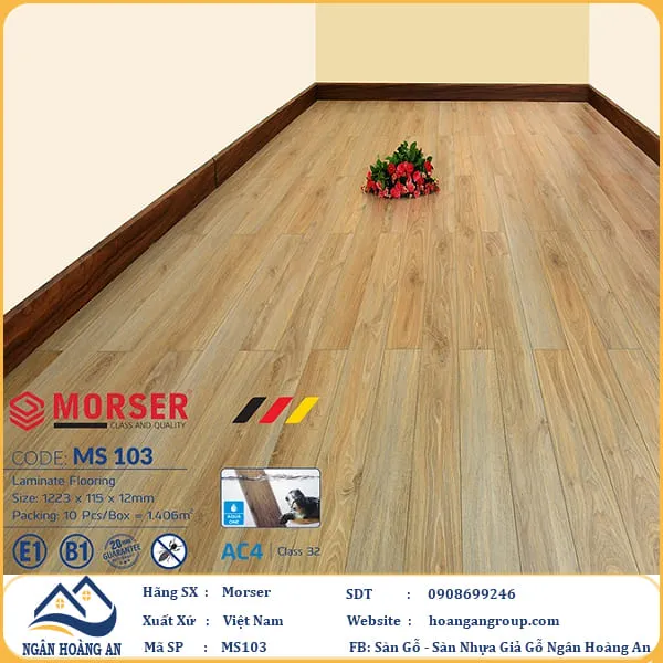 Sàn Gỗ Công Nghiệp Morser Cốt Xanh 12mm MS 103