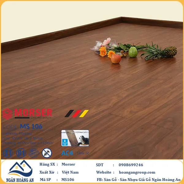 Sàn Gỗ Công Nghiệp Morser Cốt Xanh 12mm MS 106