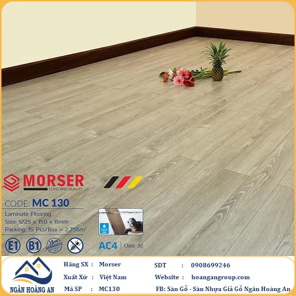 Sàn Gỗ Công Nghiệp Morser Cốt Xanh 8mm MC130