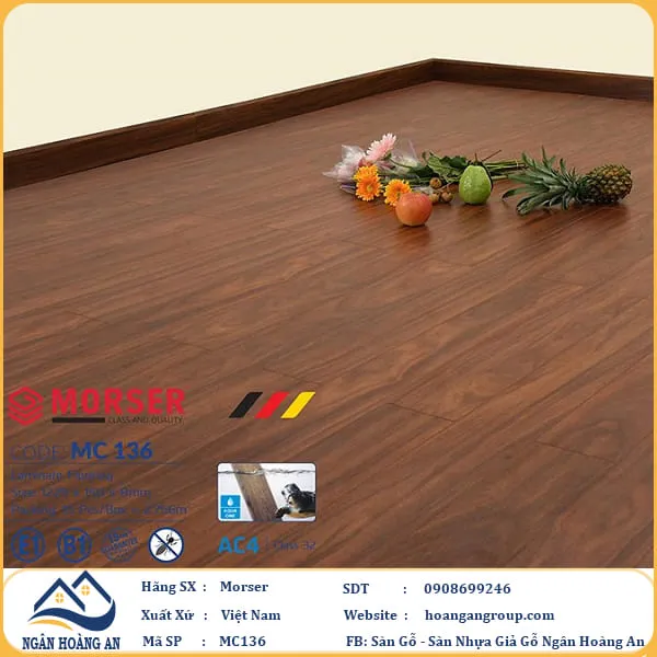 Sàn Gỗ Công Nghiệp Morser Cốt Xanh 8mm MC136