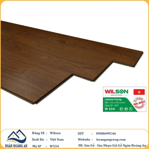 Sàn Gỗ Công Nghiệp Wilson W554 8mm