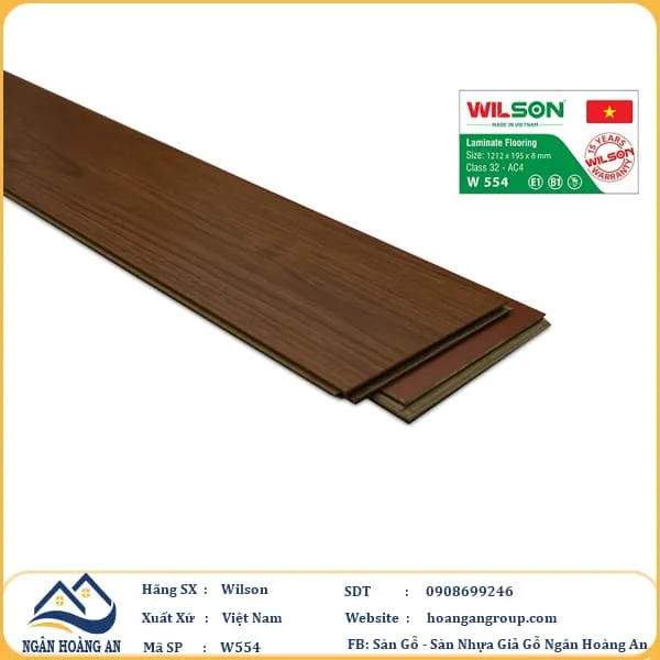 Sàn Gỗ Công Nghiệp Wilson W554 8mm