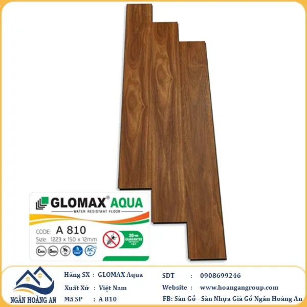 Sàn Gỗ Công Nghiệp Glomax Aqua A810 12mm