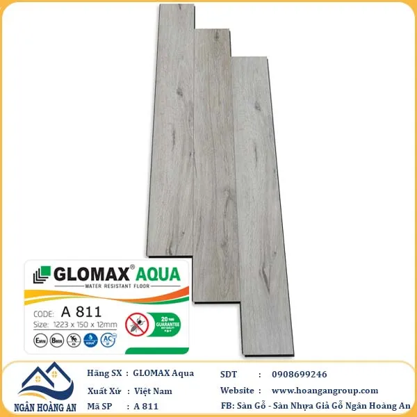 Sàn Gỗ Công Nghiệp Glomax Aqua A811 12mm