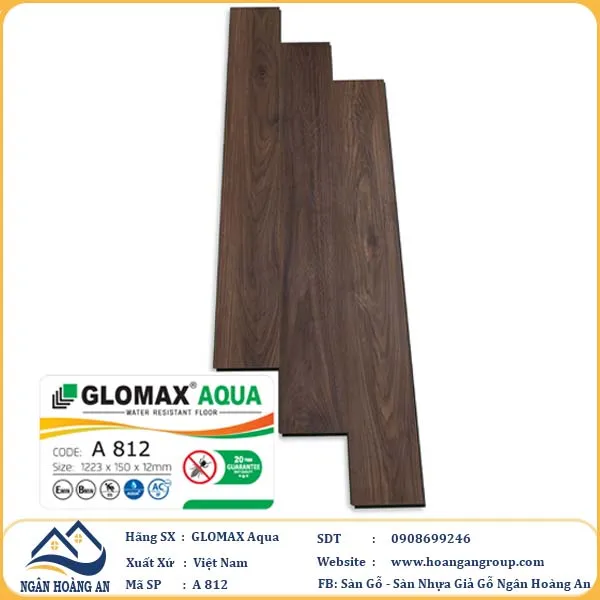 Sàn Gỗ Công Nghiệp Glomax Aqua A812 12mm