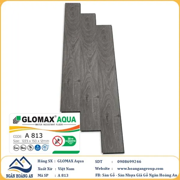 Sàn Gỗ Công Nghiệp Glomax Aqua A813 12mm