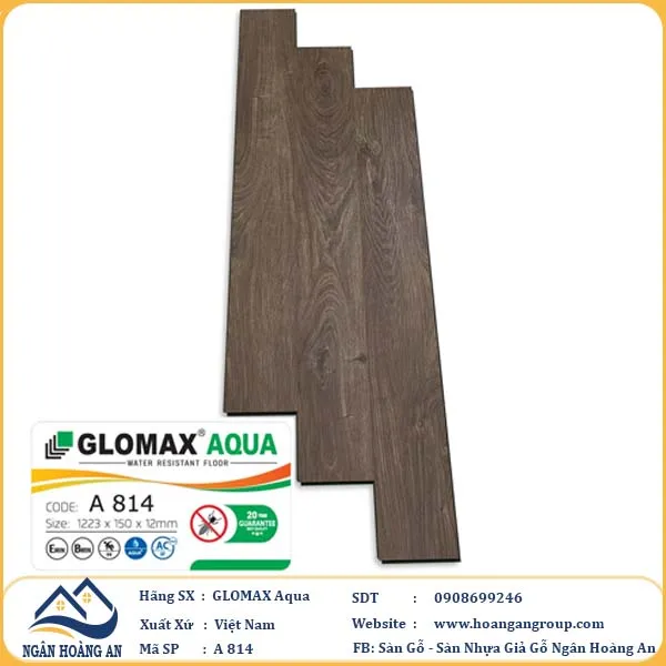 Sàn Gỗ Công Nghiệp Glomax Aqua A814 12mm