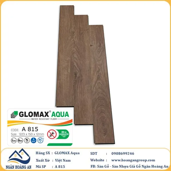 Sàn Gỗ Công Nghiệp Glomax Aqua A815 12mm