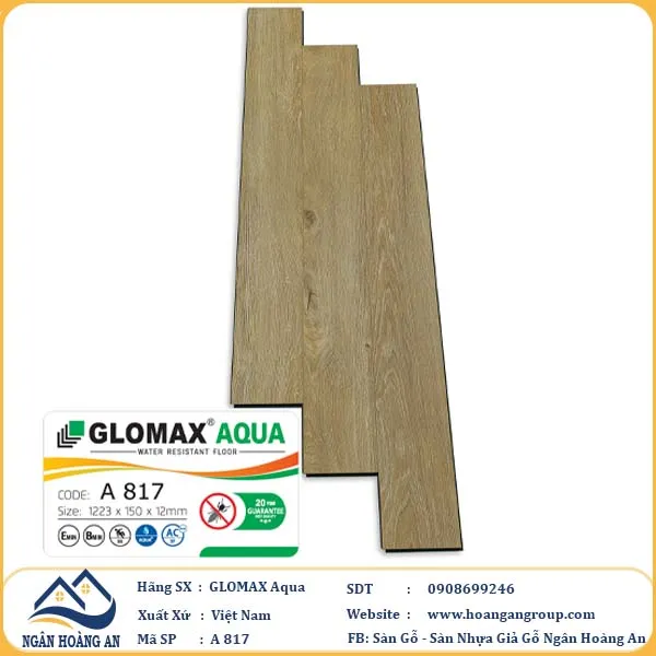 Sàn Gỗ Công Nghiệp Glomax Aqua A817 12mm