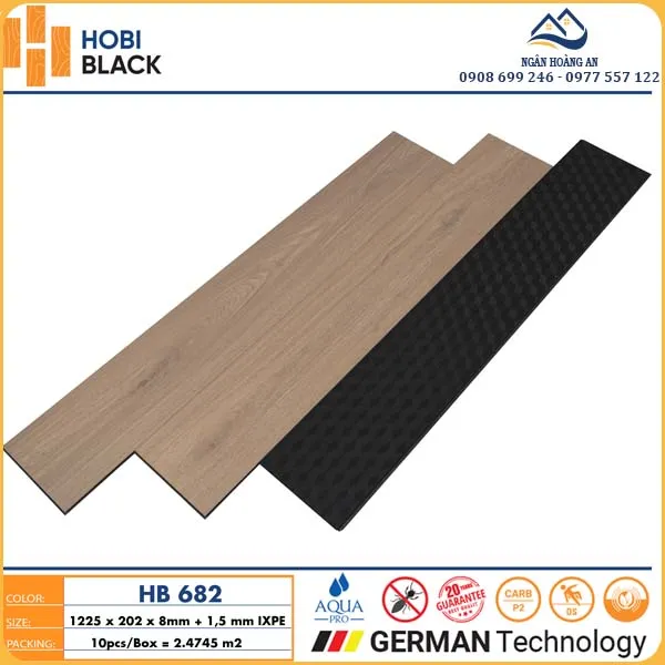 Sàn Gỗ Công Nghiệp Hobi Black Cốt Đen 8mm HB682
