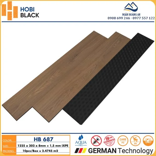Sàn Gỗ Công Nghiệp Hobi Black Cốt Đen 8mm HB687