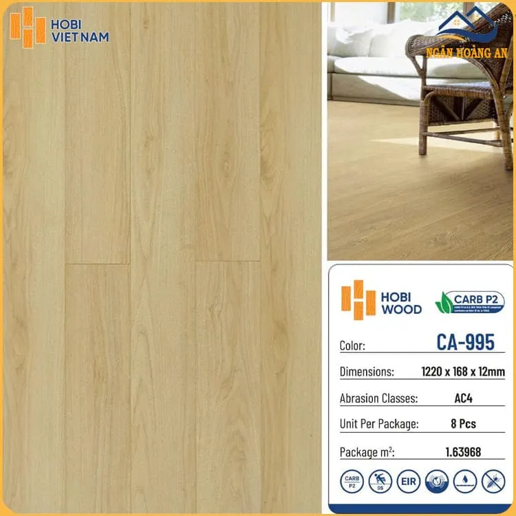 Sàn Gỗ Công Nghiệp Hobi Carb CA-995 Dày 12mm