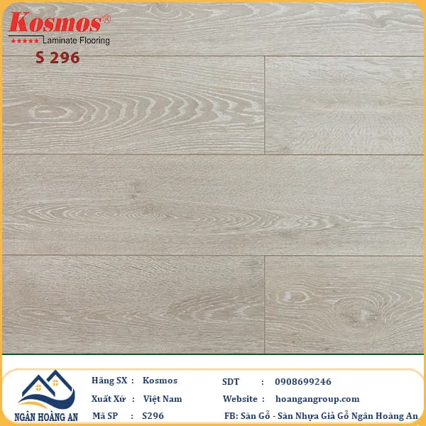  Sàn Gỗ Công Nghiệp KosMos Dày 8mm S296