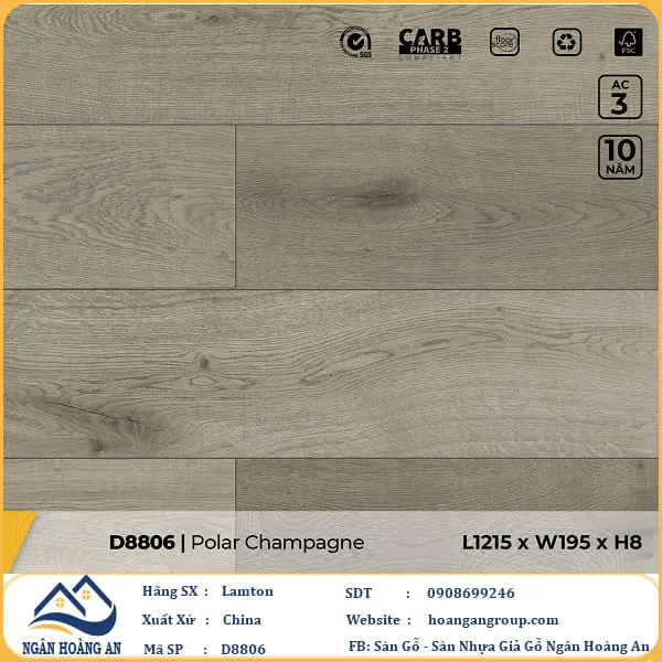 Sàn Gỗ Công Nghiệp Lamton D8806 8mm
