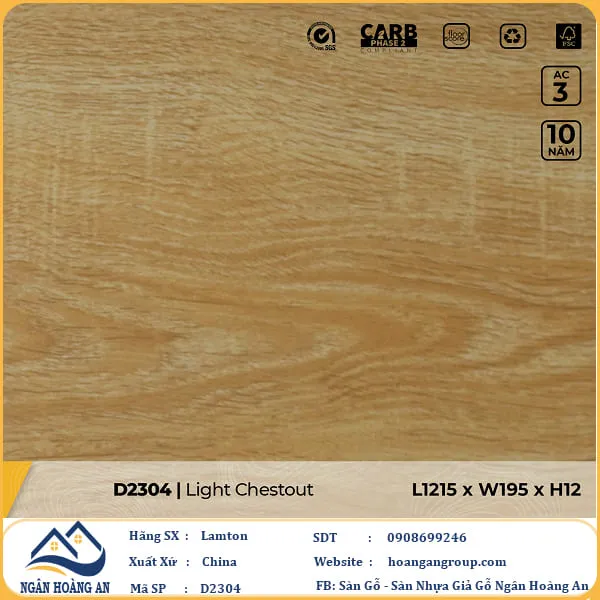 Sàn Gỗ Công Nghiệp Lamton D2304 12mm