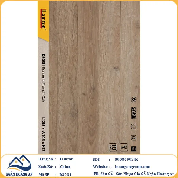 Sàn Gỗ Công Nghiệp Lamton D3031 12mm