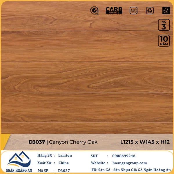 Sàn Gỗ Công Nghiệp Lamton D3037 12mm