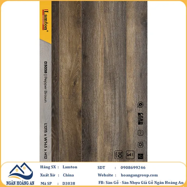 Sàn Gỗ Công Nghiệp Lamton D3038 12mm