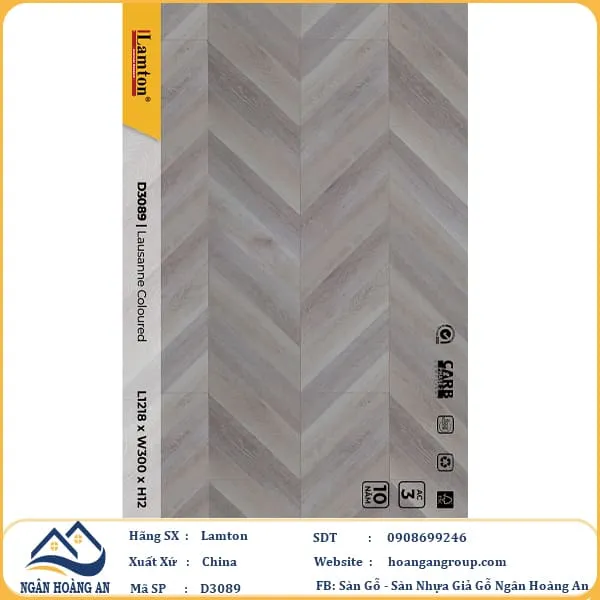 Sàn Gỗ Công Nghiệp Lamton Vân Xương Cá D3089 12mm