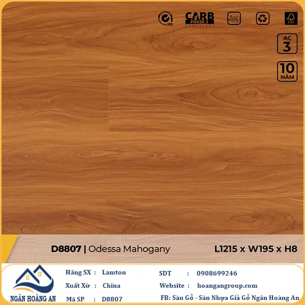 Sàn Gỗ Công Nghiệp Lamton D8807 8mm