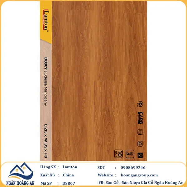 Sàn Gỗ Công Nghiệp Lamton D8807 8mm