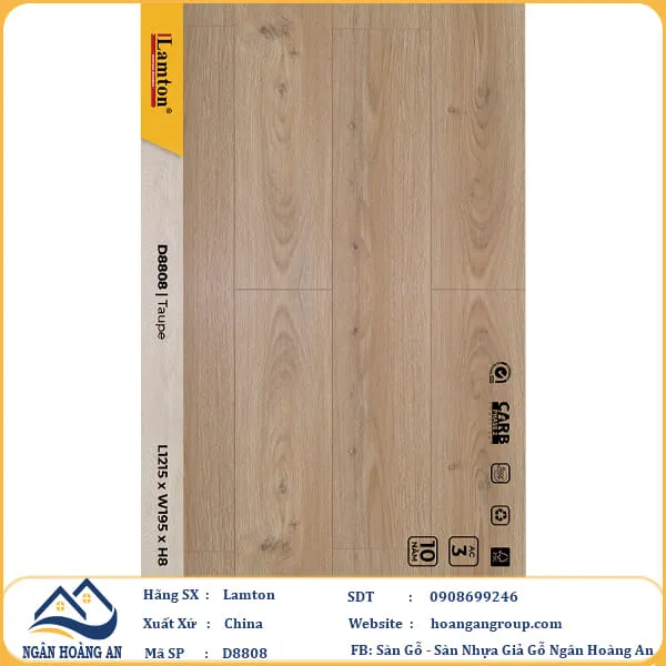 Sàn Gỗ Công Nghiệp Lamton D8808 8mm