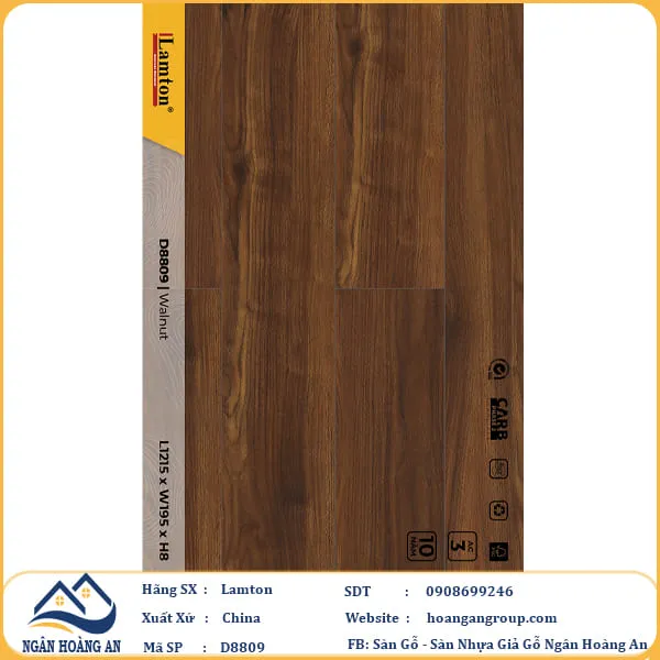 Sàn Gỗ Công Nghiệp Lamton D8809 8mm