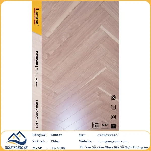 Sàn Gỗ Công Nghiệp Lamton Xương Cá D8260HR 12mm