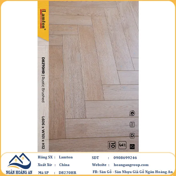 Sàn Gỗ Công Nghiệp Lamton Xương Cá D8270HR 12mm