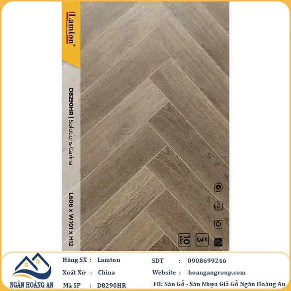 Sàn Gỗ Công Nghiệp Lamton Xương Cá D8290HR 12mm
