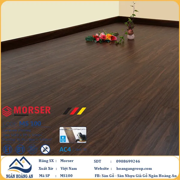 Sàn Gỗ Công Nghiệp Morser Cốt Xanh 12mm MS 100