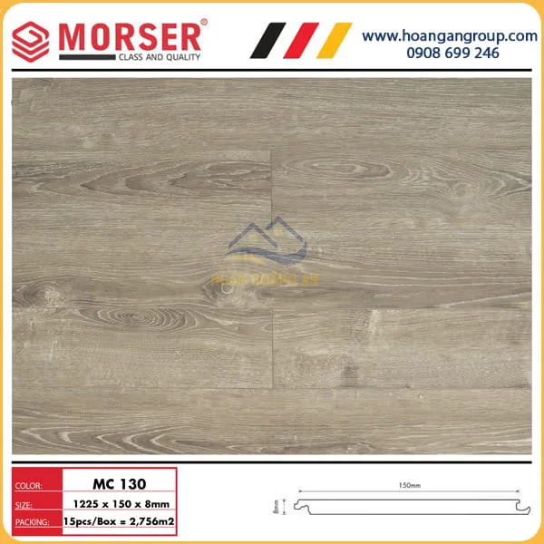 Sàn Gỗ Công Nghiệp Morser Cốt Xanh 8mm MC130