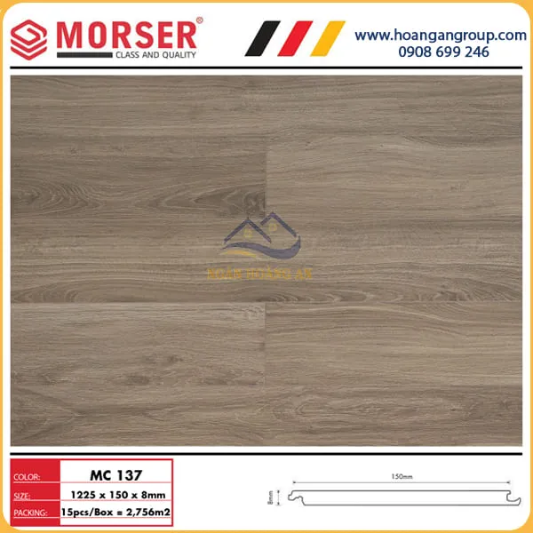 Sàn Gỗ Công Nghiệp Morser Cốt Xanh 8mm MC137
