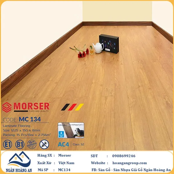 Sàn Gỗ Công Nghiệp Morser Cốt Xanh 8mm MC134