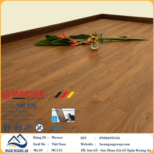 Sàn Gỗ Công Nghiệp Morser Cốt Xanh 8mm MC135