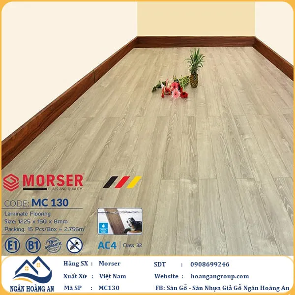 Sàn Gỗ Công Nghiệp Morser Cốt Xanh 8mm MC130