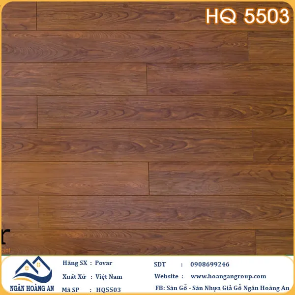 Sàn Gỗ Công Nghiệp Povar Cốt Xanh HQ5503 Dày 8mm