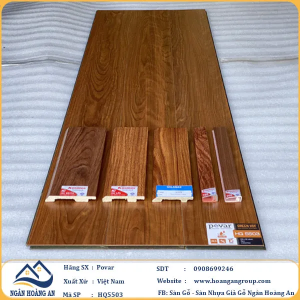 Sàn Gỗ Công Nghiệp Povar Cốt Xanh HQ5503 Dày 8mm