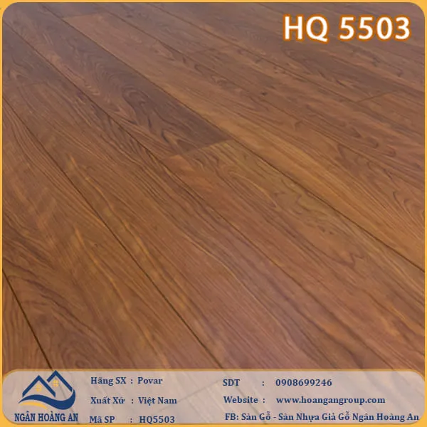 Sàn Gỗ Công Nghiệp Povar Cốt Xanh HQ5503 Dày 8mm