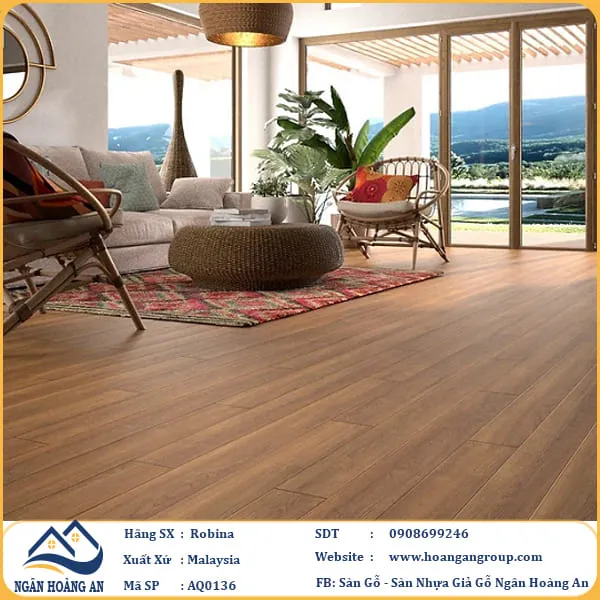 Sàn Gỗ Công Nghiệp Malaysia Robina Aqua 8mm AQ0136