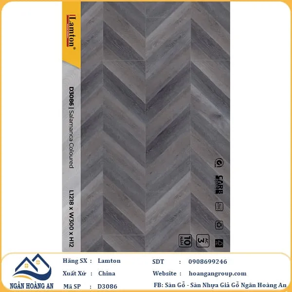 Sàn Gỗ Công Nghiệp Lamton Vân Xương Cá D3086 12mm