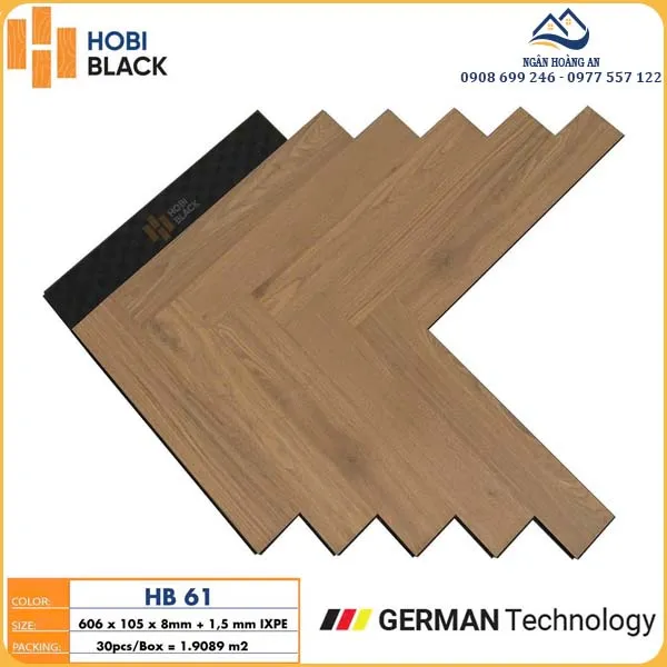 Sàn Gỗ Công Nghiệp Hobi Black Xương Cá Cốt Đen HB 61