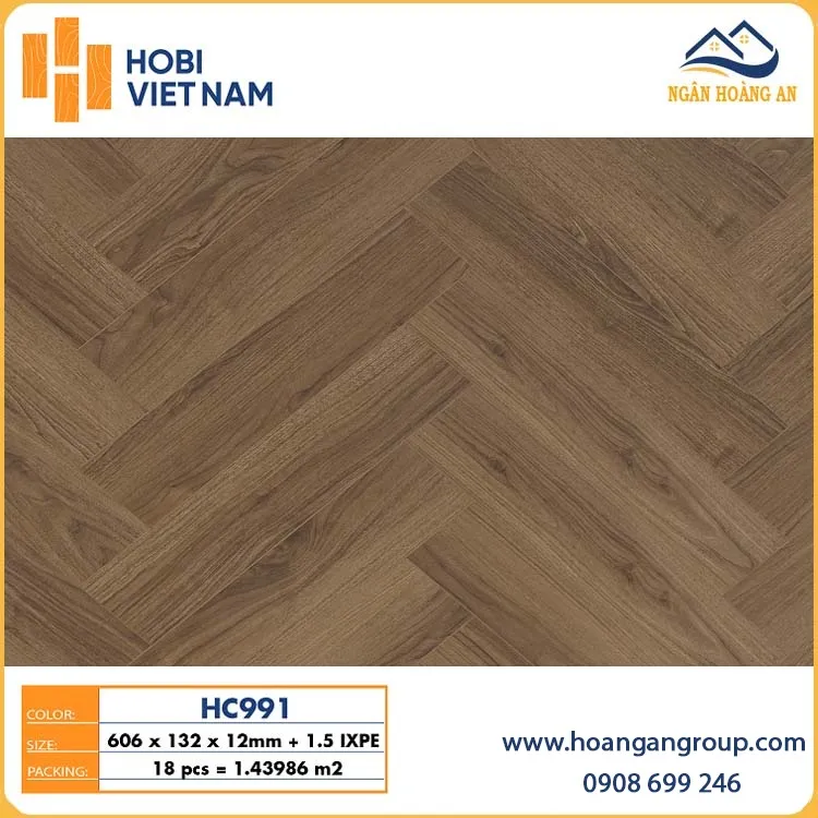 Sàn Gỗ Xương Cá Hobi Carb HC991 Dày 12mm