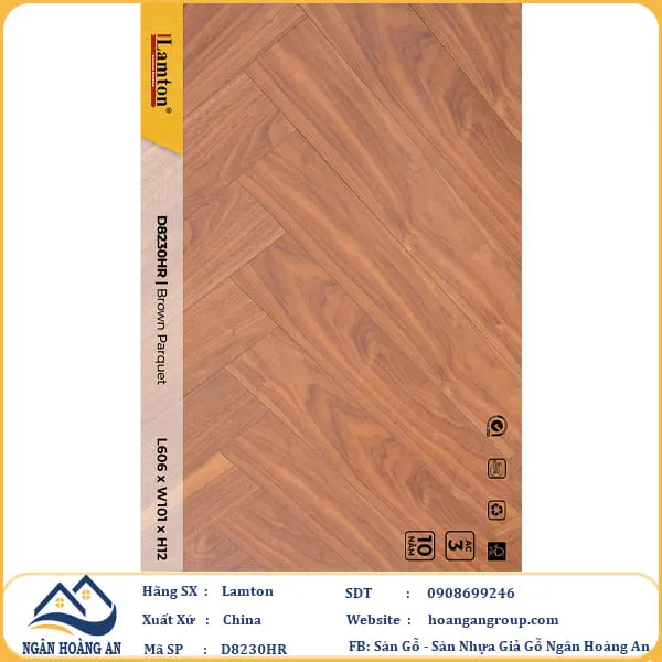 Sàn Gỗ Công Nghiệp Lamton Xương Cá D8230HR 12mm