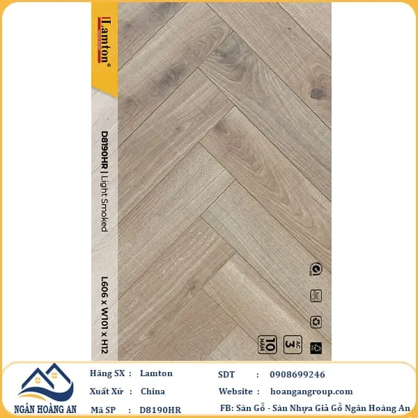 Sàn Gỗ Công Nghiệp Lamton Xương Cá D8190HR 12mm