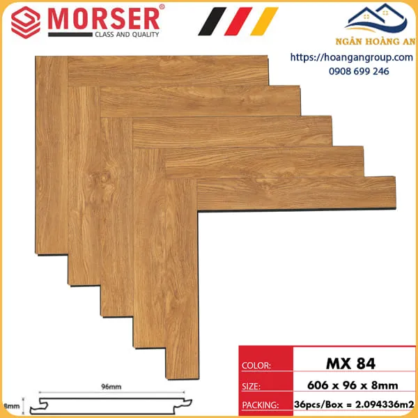 Sàn Gỗ Công Nghiệp Morser Xương Cá Cốt Xanh 8mm MX 84
