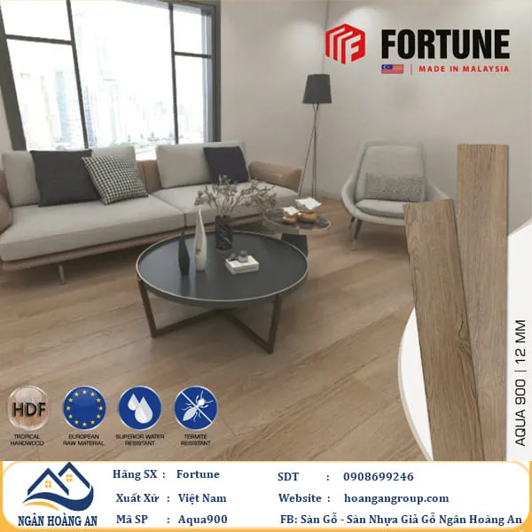 Sàn Gỗ  Công Nghiệp Fortune Aqua 900 Dày 12mm