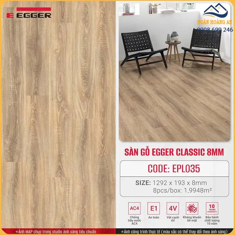Sàn Gỗ Đức Egger Classic Dày 8mm EPL035